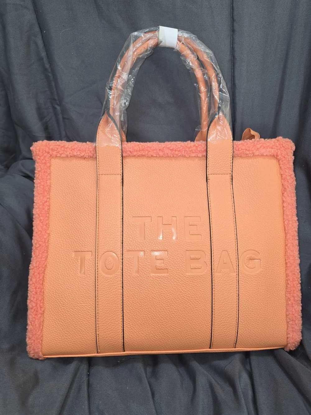 Orange Shearling Trim "The Tote Bag" with Detachable Wallet - Picture 11 of 11